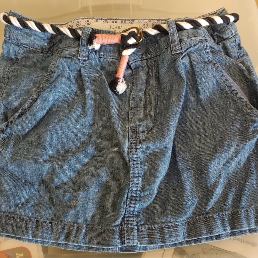 L.O.G.G. by H&M Girls Denim Skirt w/Rope Belt 7-8